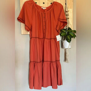 Beach Lunch Lounge Arden Dress Womens Sz MEDIUM NWT tiered bohemian maxi pockets